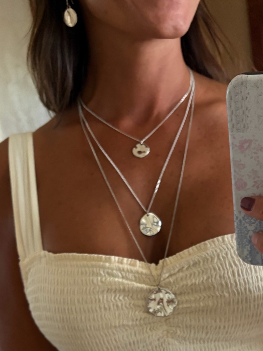 Chloe + Isabel Silver Layered Disc Necklace Set